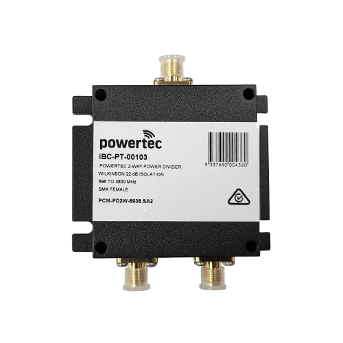Powertec RF Power Divider 2-Way, 698 to 3800 MHz, SMA Female, Wilkinson - Main Image (106-PCM-PD2-6938.SA2)