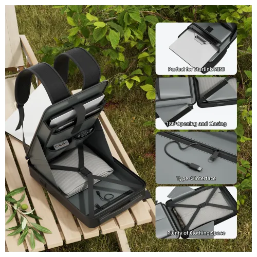 STARBEAM Starlink Mini Hard Shell Anti-theft Backpack with TSA Lock & USB Ports - View 3 (109-SB-CAS-MINI-ATB)