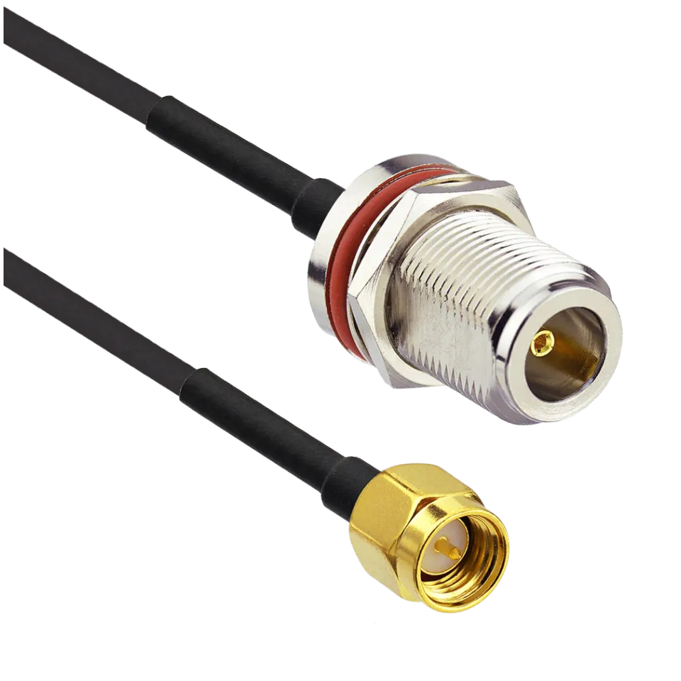 PTL-100 Patch Cable SMA Male to N Female Bulkhead, 15cm - Main Image (106-CA-L10-SA1N2-BRM.015)