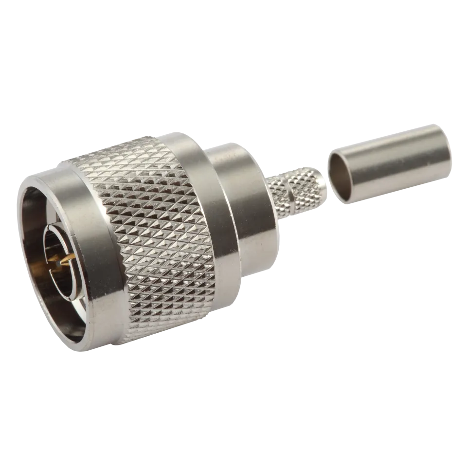 N Male Connector for RG-58 / L-195 Coaxial Cable - Main Image (106-N1-C-L19)