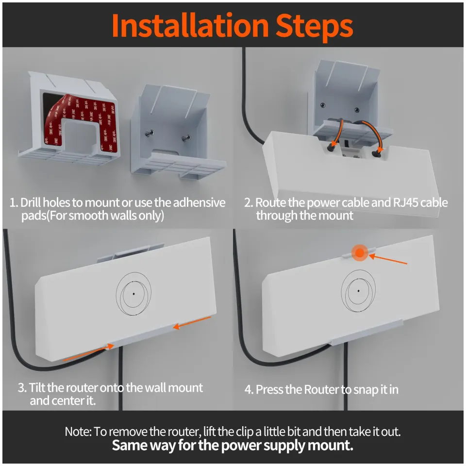 STARBEAM Starlink Gen 3 Router & Power Supply Wall Mount Kit - Adhesive Mount - View 2 (109-SB-MNT-G3-AWMK)