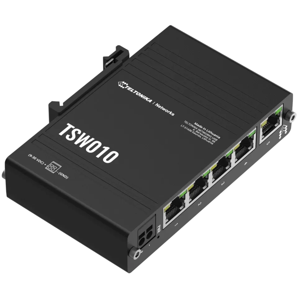 Teltonika TSW010 5-Port DIN Rail Switch - View 1 (110-TSW010)