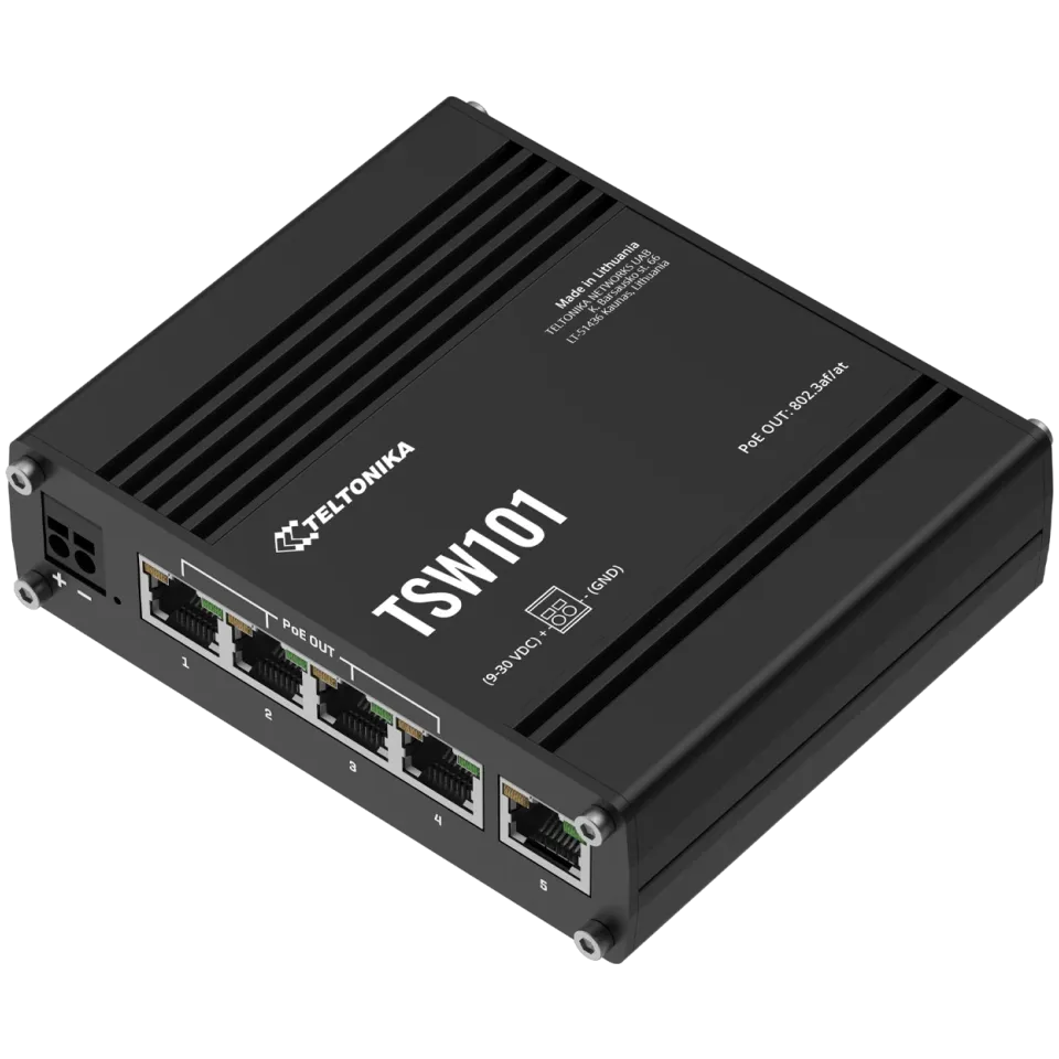 Teltonika TSW101 Industrial Unmanaged PoE+ for Transportation - Main Image (110-TSW101)