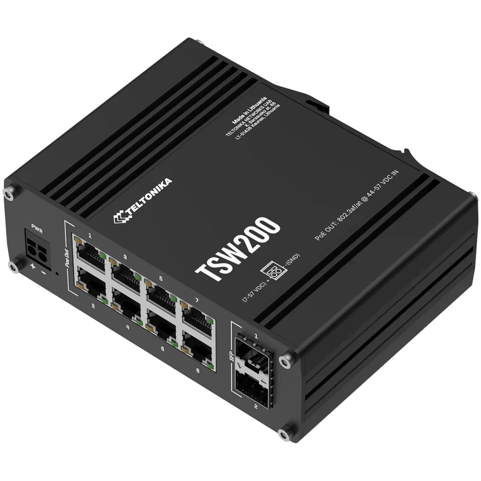 Teltonika TSW200 Industrial Unmanaged PoE+ Switch - View 2 (110-TSW200)