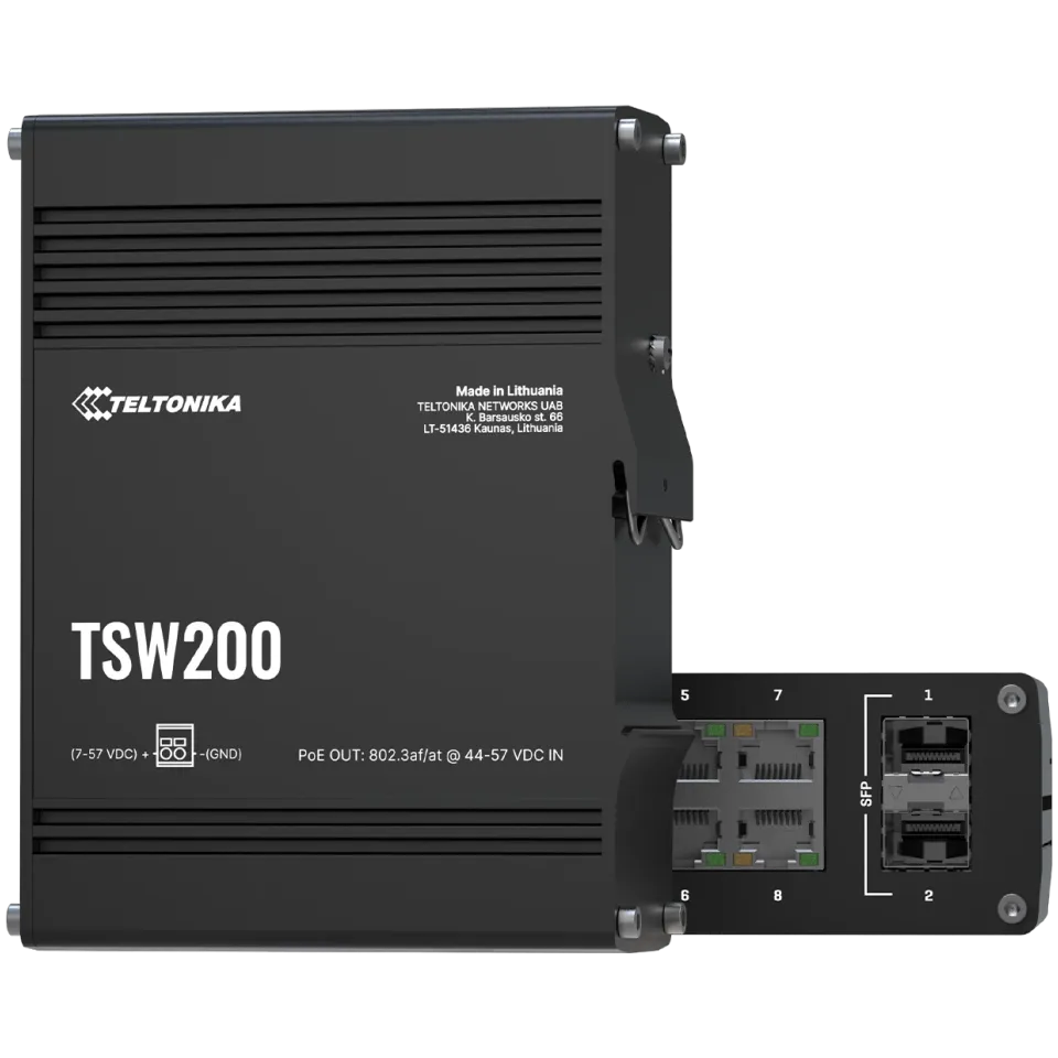 Teltonika TSW200 Industrial Unmanaged PoE+ Switch - Main Image (110-TSW200)