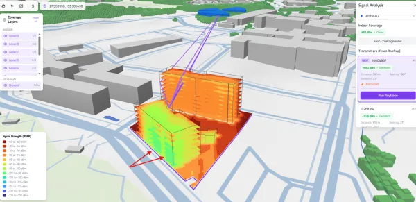 Greenfield building location coverage analysis